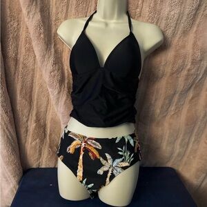 Cupshe Black and Multicolor Palm Bikini